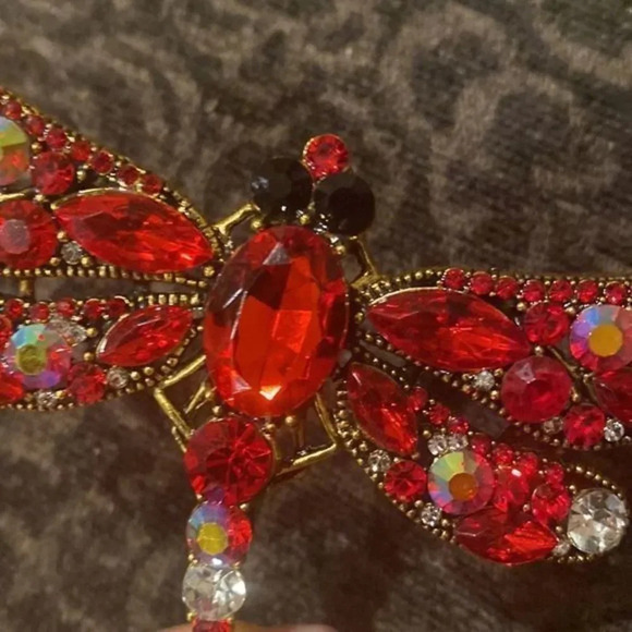Crystal Vintage Dragonfly Brooch for Women Large - Picture 6 of 6